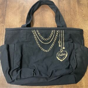Brand New - Aritzia Black Tote with Gold Chain Design